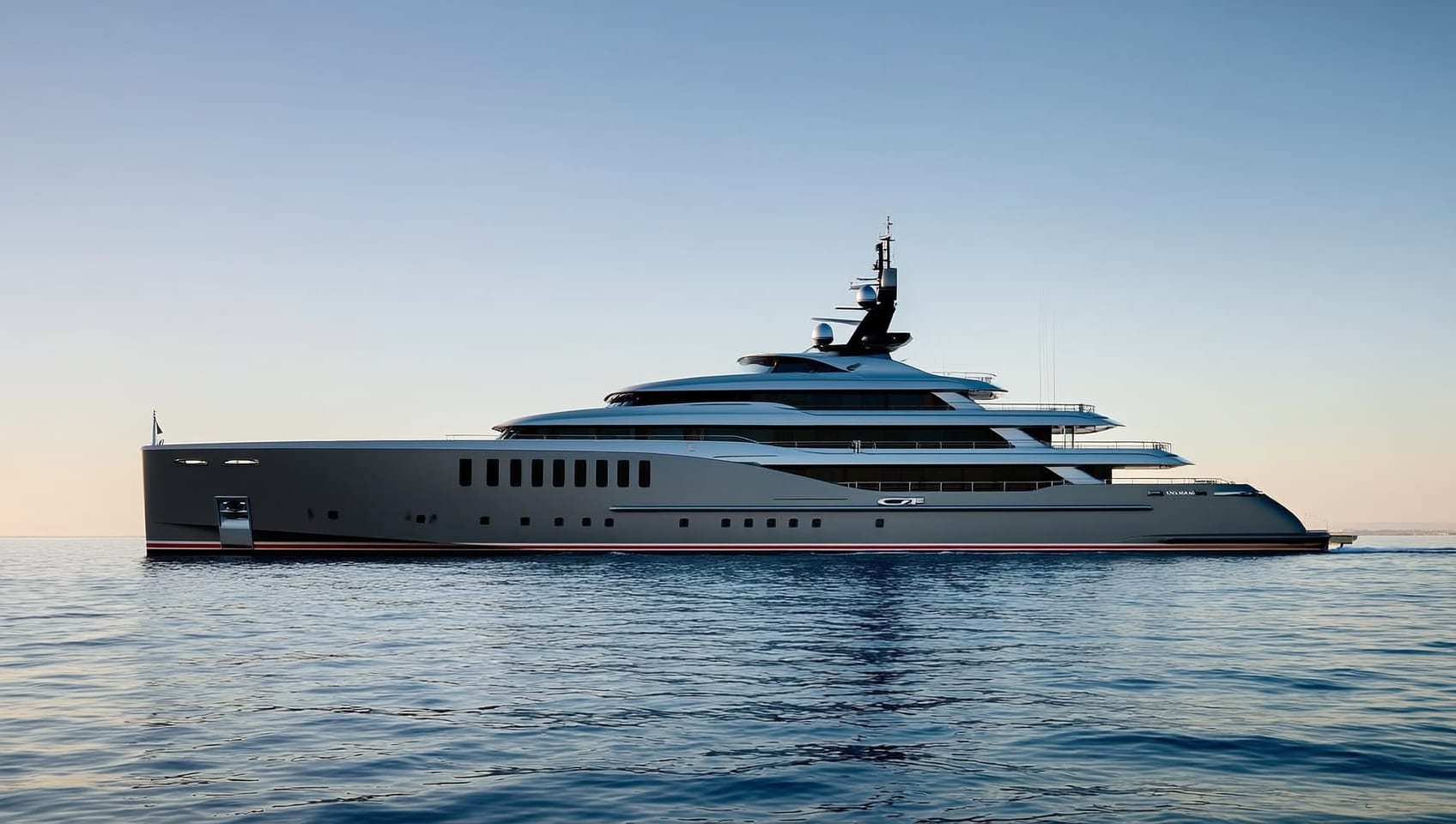 The L-Class 650 in profile on calm water