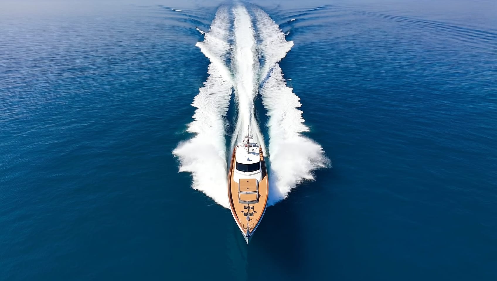 Aerial stern view of the Gran Turismo 40 under way