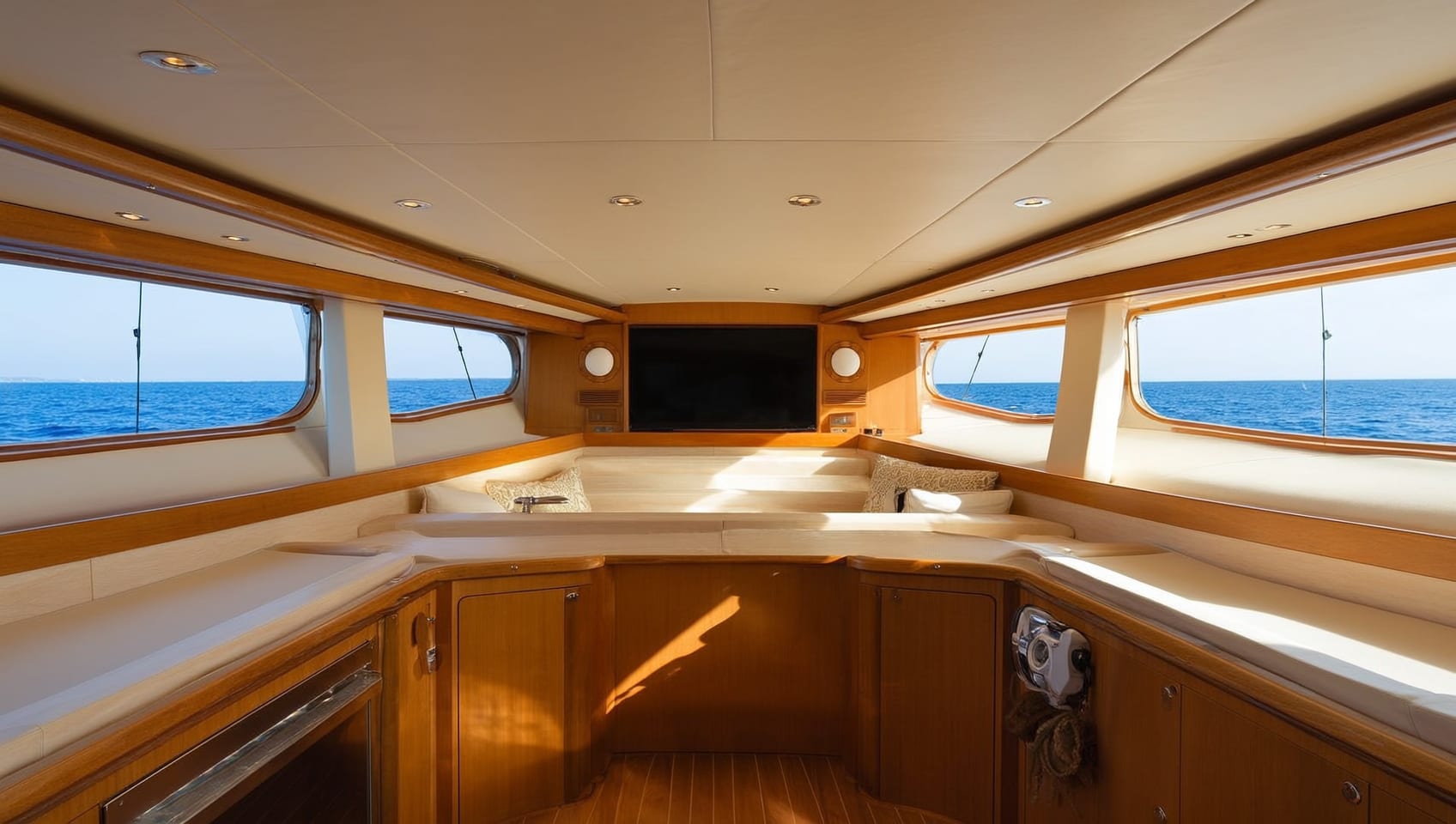 Master cabin with panoramic side windows