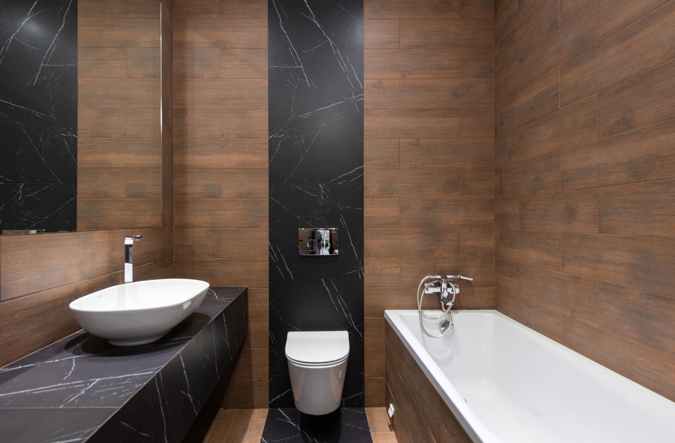 Ensuite head with glass shower and vessel sink