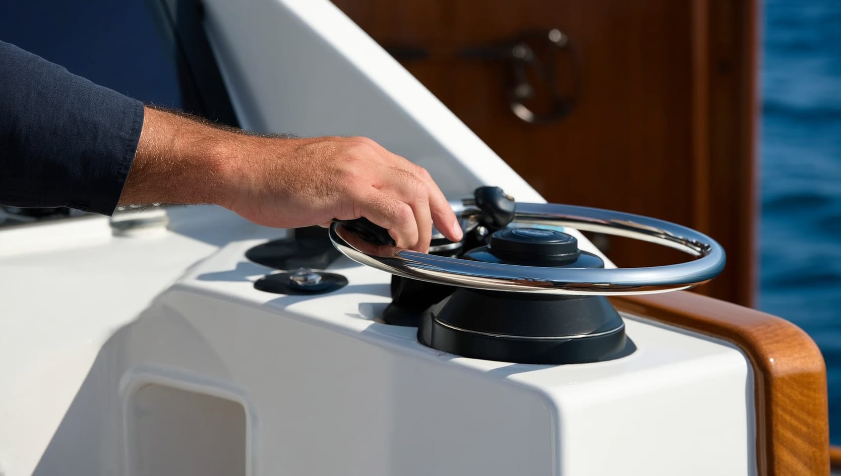 Joystick docking control at the cockpit helm station